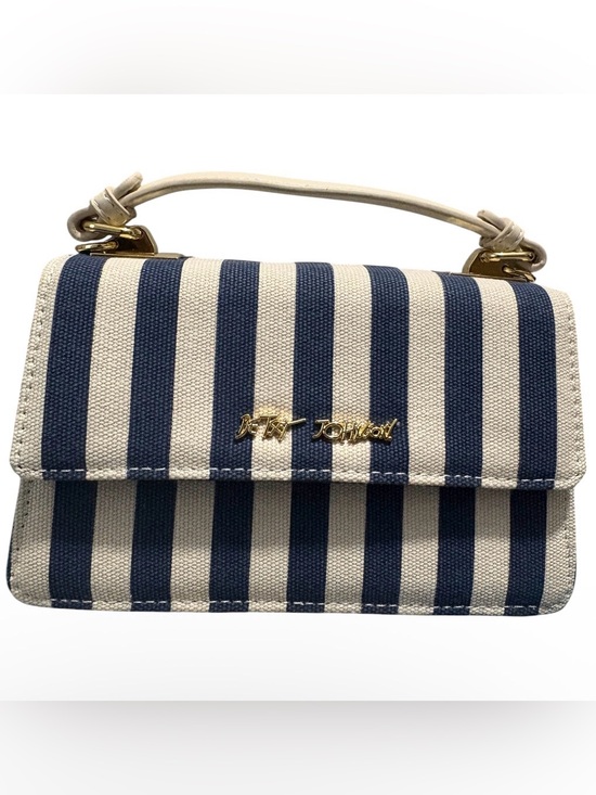 Betsey Johnson Handbags - Betsey Johnson Blue White Striped Small Satchel Crossbody Detach Strap